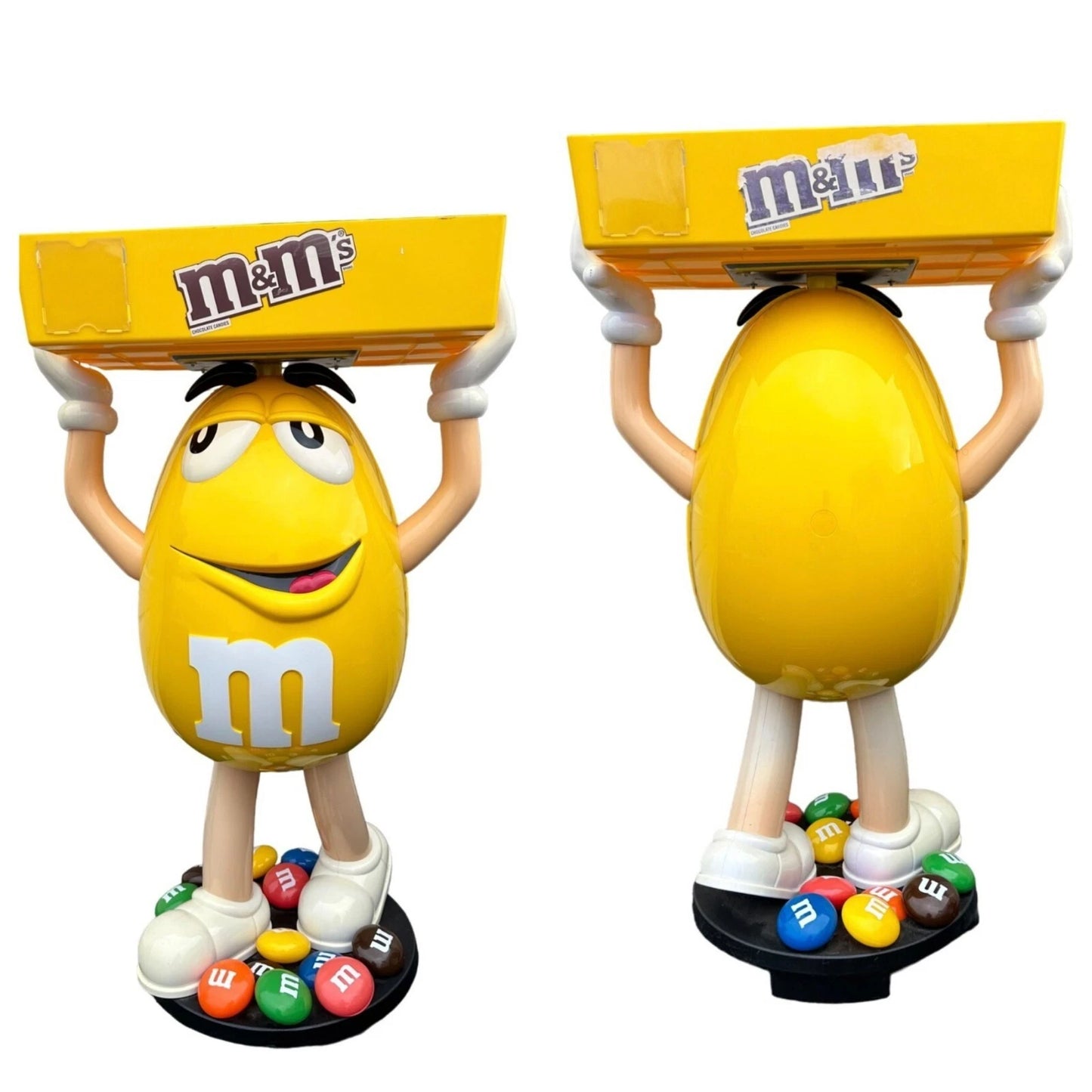 M&M Yellow Candy Large Life Size Plastic Character Display W/ Storage Tray Roll